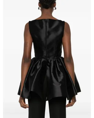 Solace London Simona duchess-satin top - Black - サムネイル4