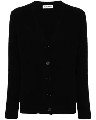 Jil Sander ロゴ刻印ボタン ウール カーディガン - ブラック - サムネイル1