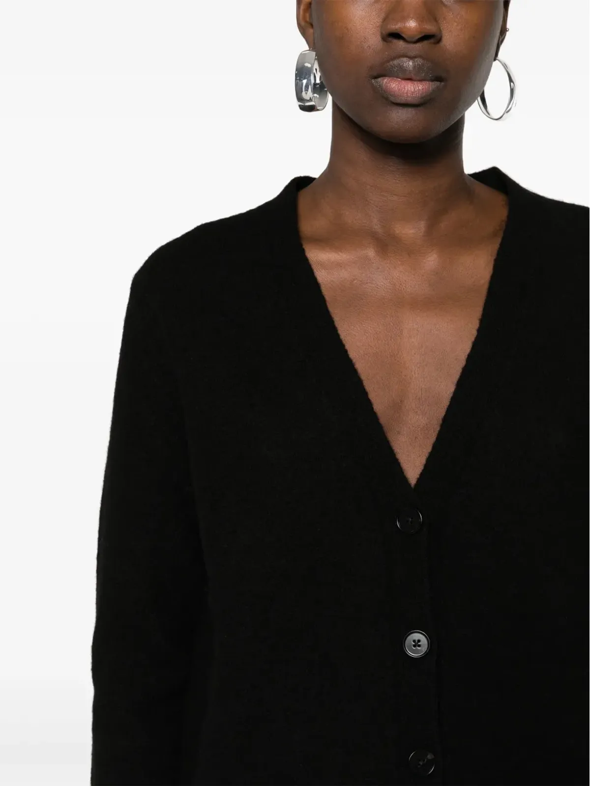 Jil Sander ロゴ刻印ボタン ウール カーディガン - ブラック - 画像5