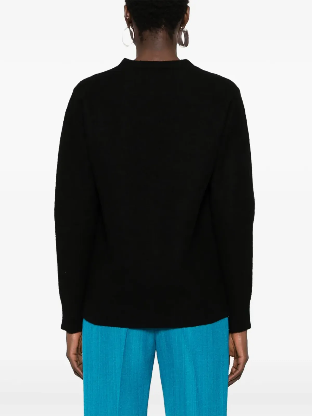 Jil Sander ロゴ刻印ボタン ウール カーディガン - ブラック - 画像4