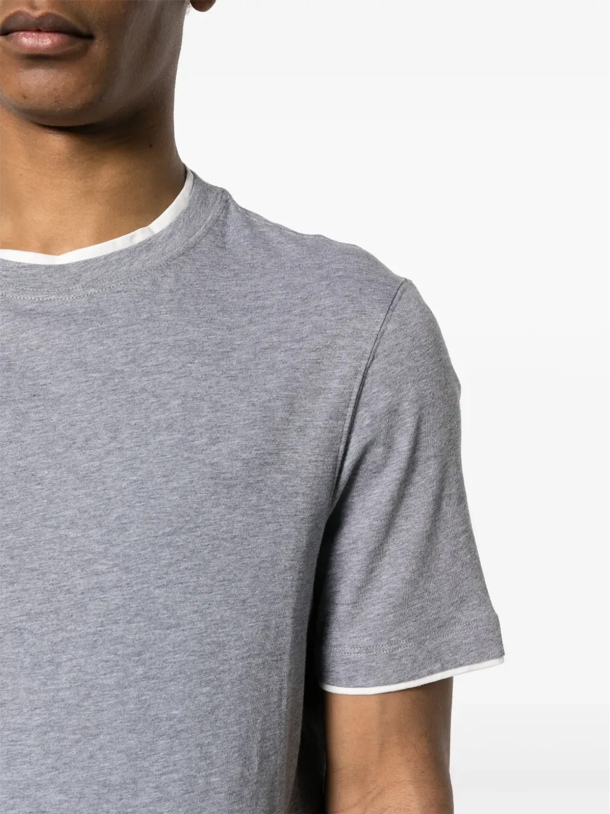 Brunello Cucinelli フェイクレイヤード コットンTシャツ - グレー - 画像5