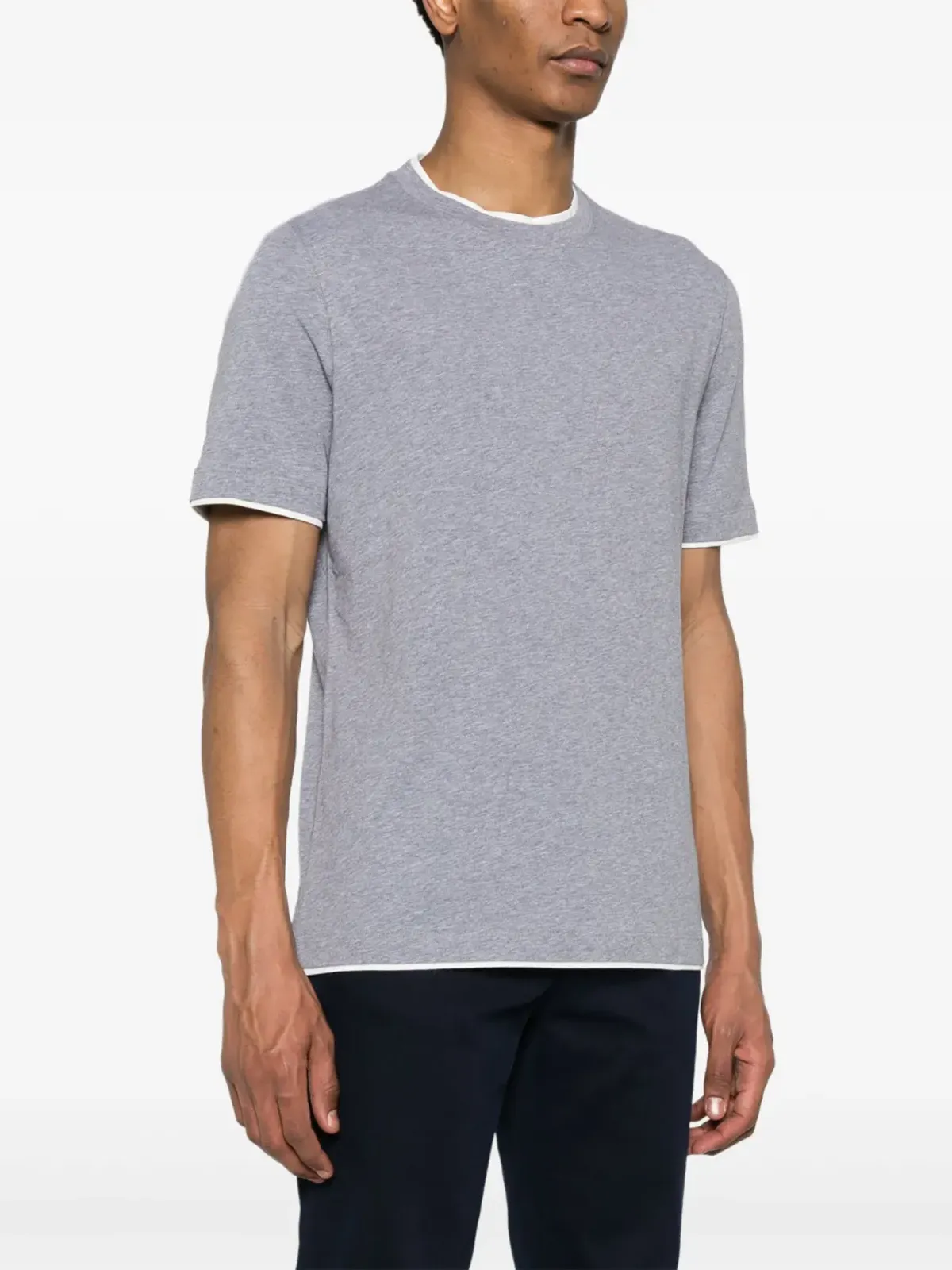 Brunello Cucinelli フェイクレイヤード コットンTシャツ - グレー - 画像3
