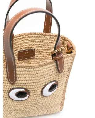 Anya Hindmarch アイ刺繍のラフィア トートバッグ - サムネイル5