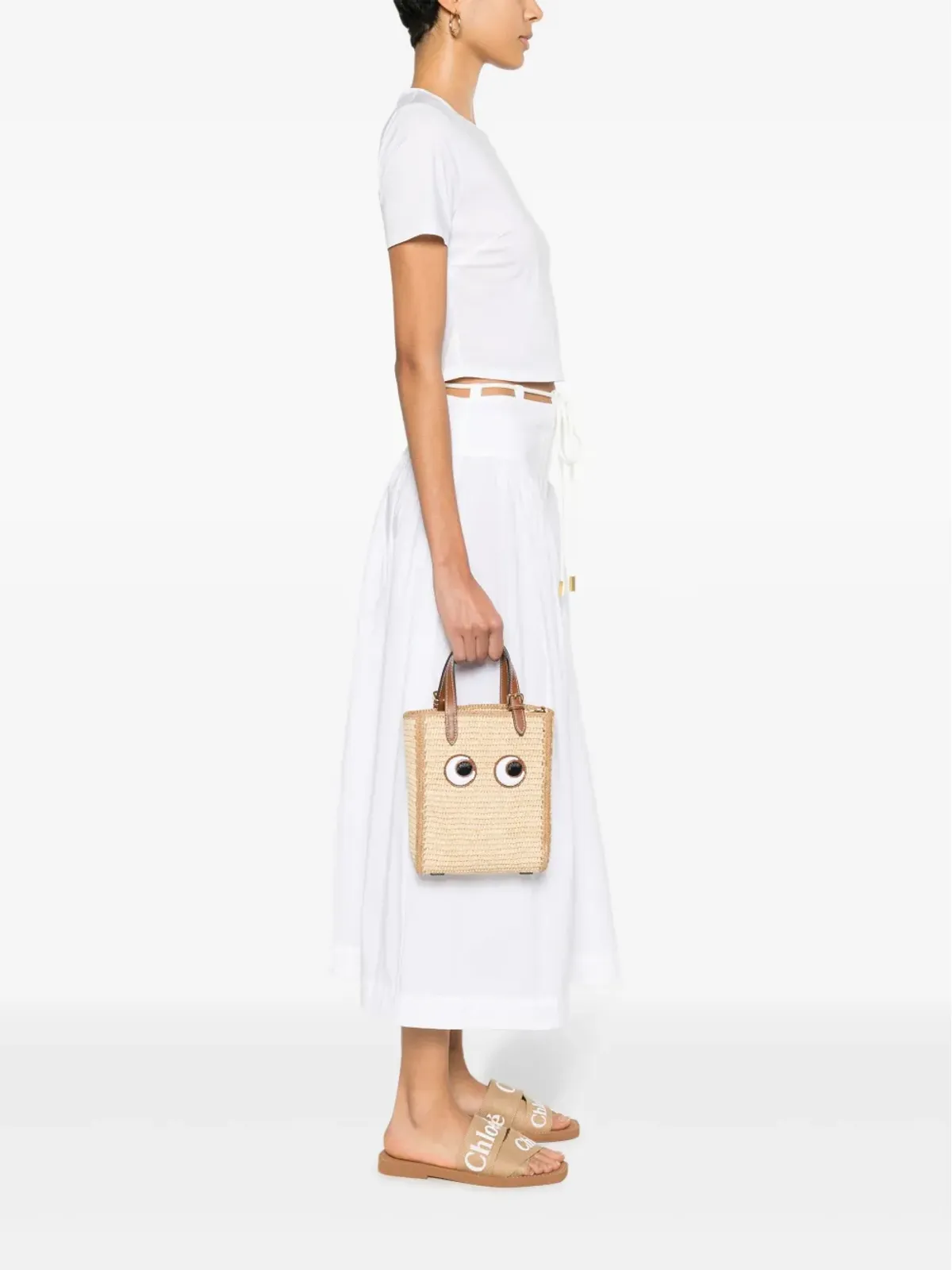 Anya Hindmarch アイ刺繍のラフィア トートバッグ - 画像2