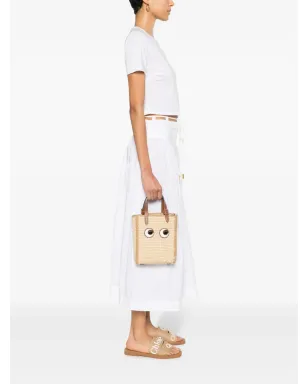 Anya Hindmarch アイ刺繍のラフィア トートバッグ - サムネイル2