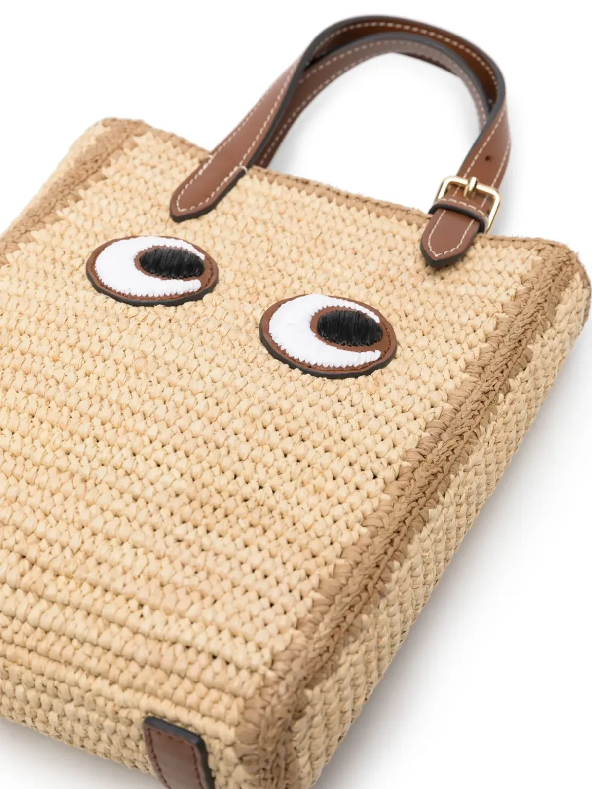 Anya Hindmarch アイ刺繍のラフィア トートバッグ - 画像4