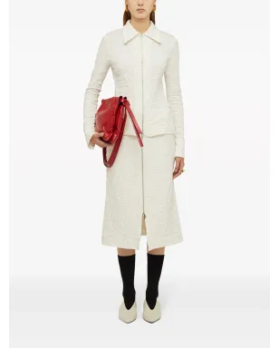 Jil Sander テクスチャード仕上げジップアップ ミディスカート ホワイト - サムネイル2