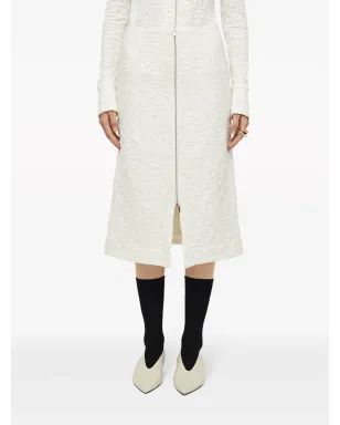 Jil Sander テクスチャード仕上げジップアップ ミディスカート ホワイト - サムネイル3