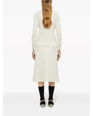 Jil Sander テクスチャード仕上げジップアップ ミディスカート ホワイト - サムネイル4