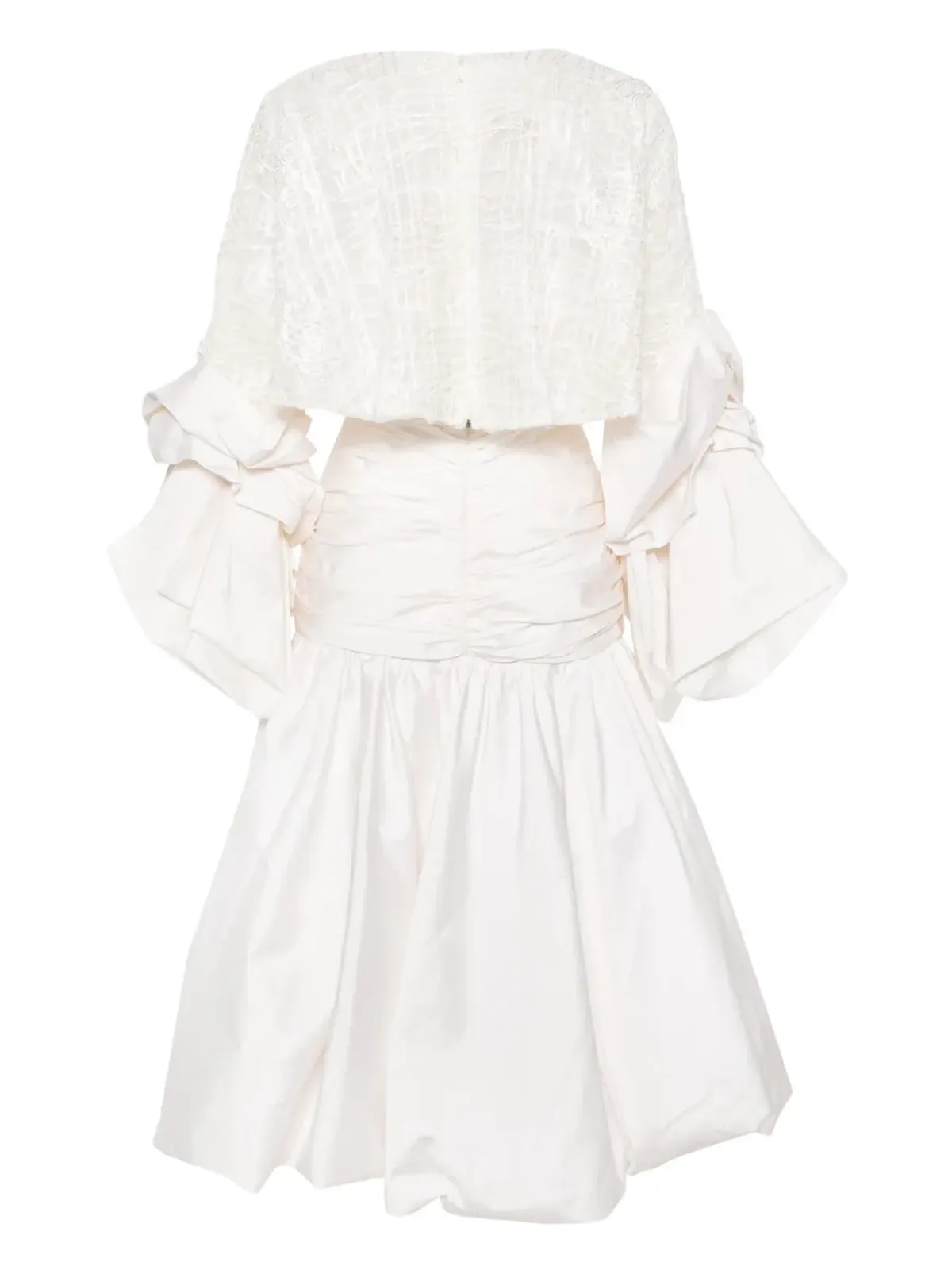 Gaby Charbachy floral-appliqué ruched gown - White - 画像2