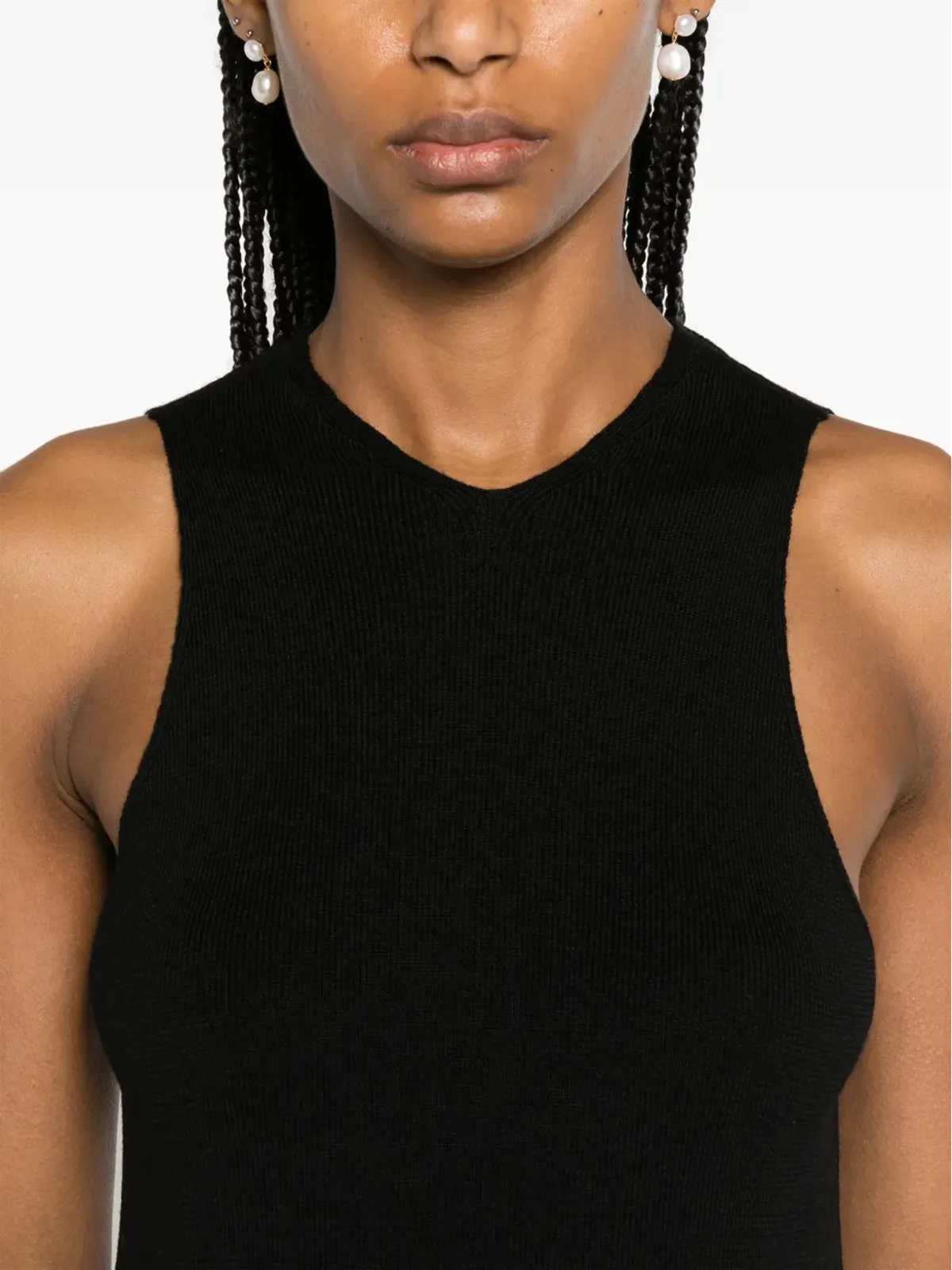 Jil Sander V-neck ウールタンクトップ ブラック - 画像5
