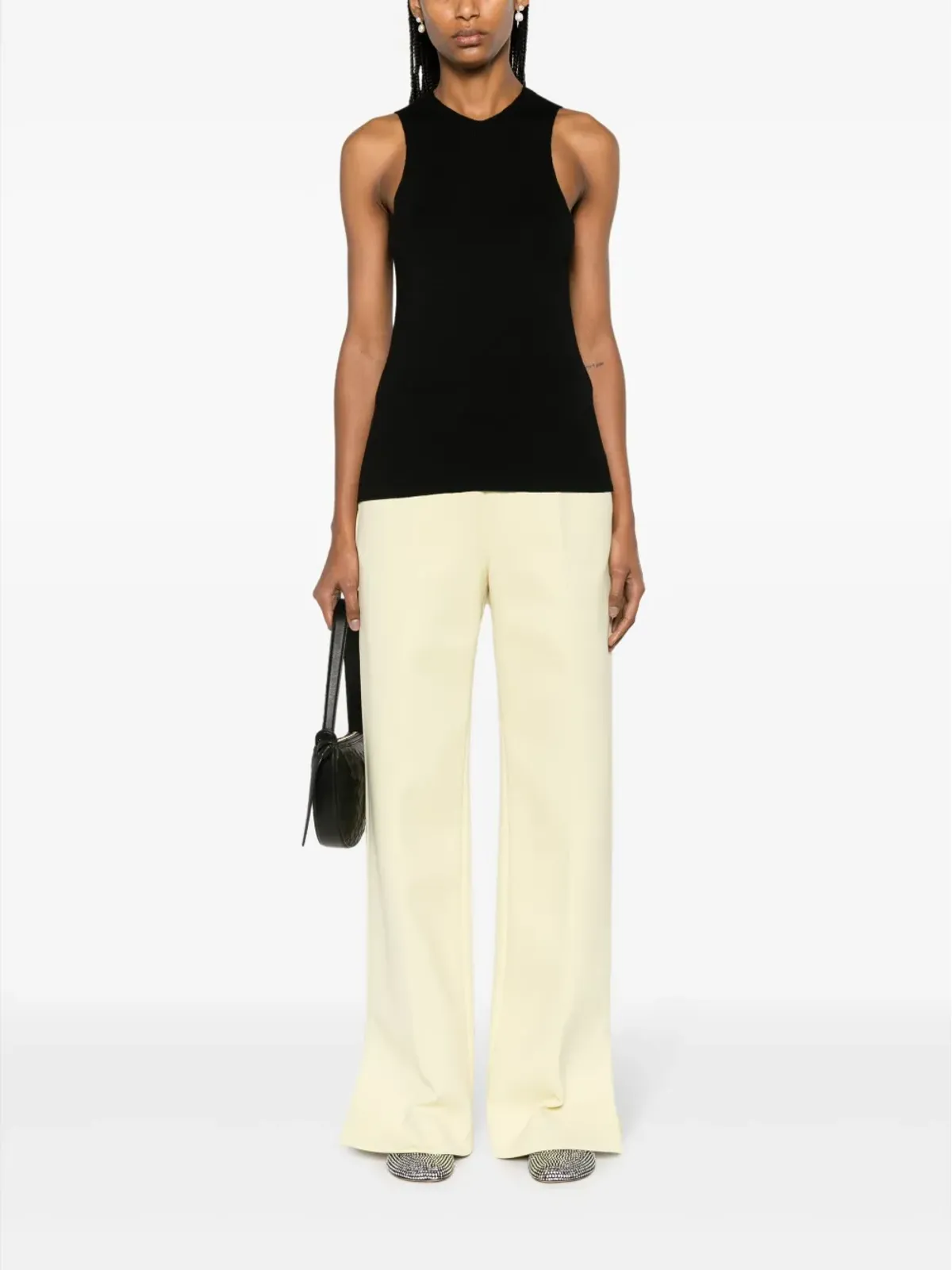 Jil Sander V-neck ウールタンクトップ ブラック - 画像2