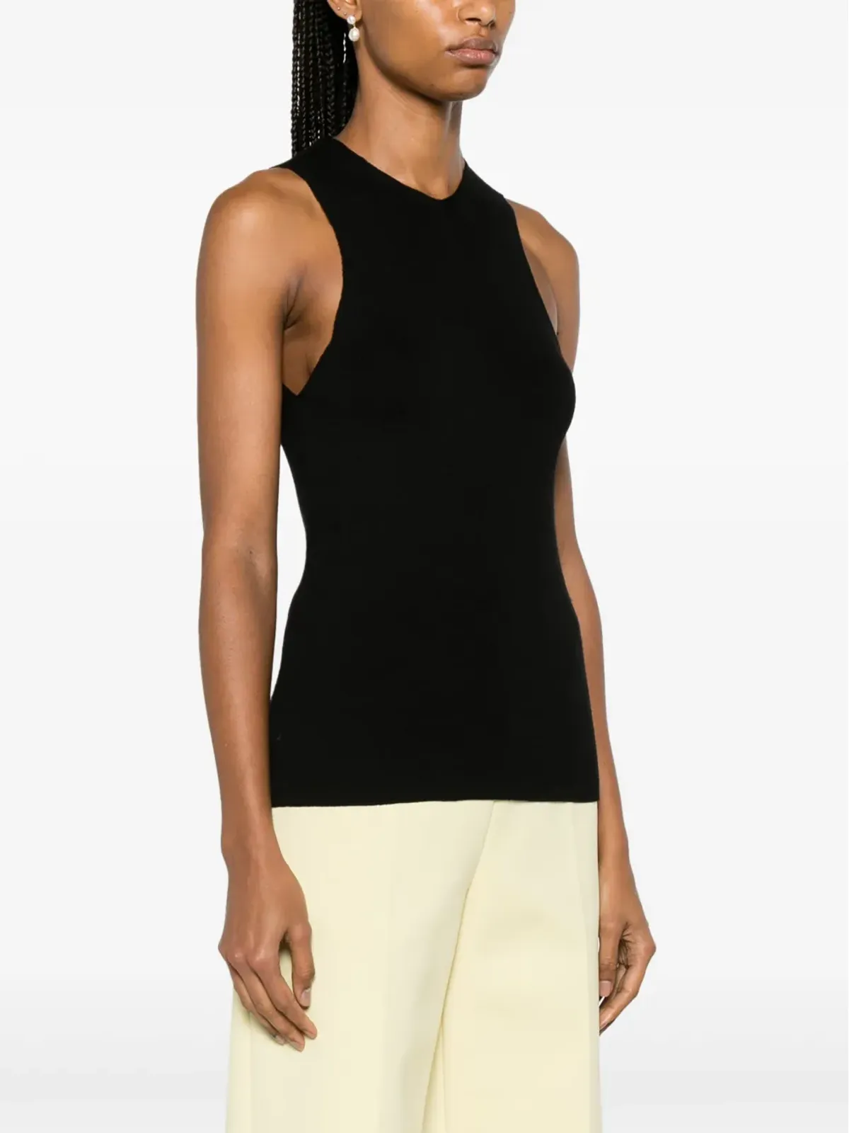 Jil Sander V-neck ウールタンクトップ ブラック - 画像3