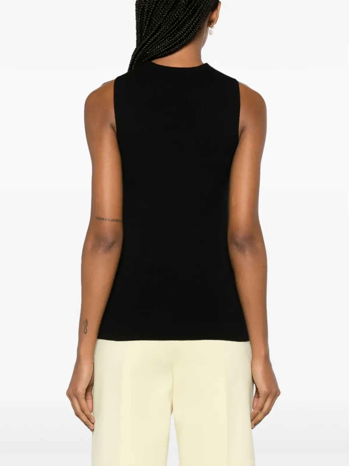 Jil Sander V-neck ウールタンクトップ ブラック - 画像4