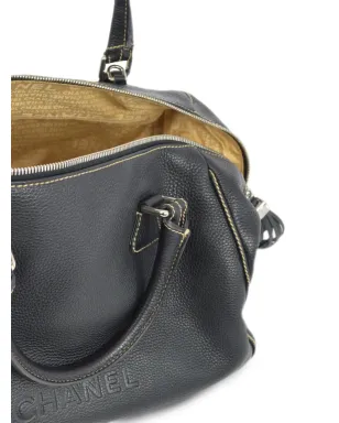CHANEL ビンテージ 2003 フリンジ レザー ダッフルバッグ ブラック - サムネイル4