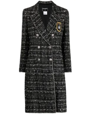 CHANEL Pre-Owned 2005年 クレスト刺繍入り ツイード コート ブラック - サムネイル1