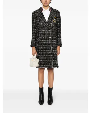 CHANEL Pre-Owned 2005年 クレスト刺繍入り ツイード コート ブラック - サムネイル2
