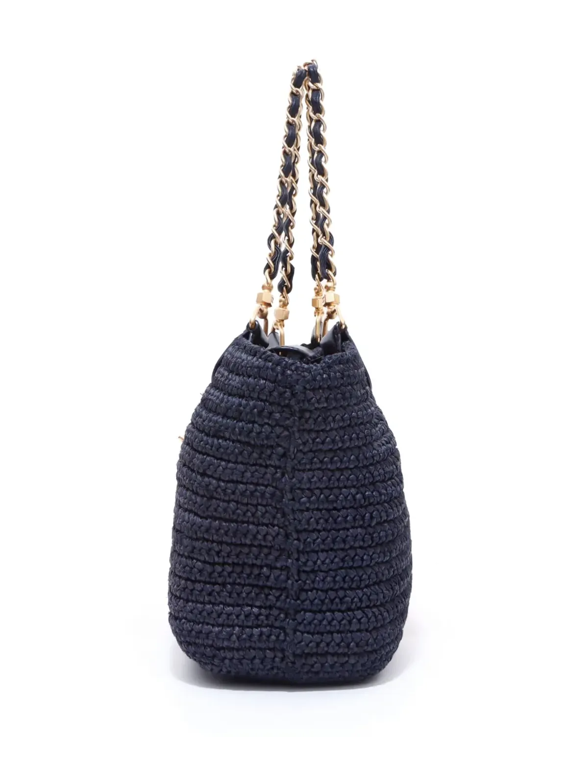 CHANEL ビンテージ CCターンロック ストロー トートバッグ ブルー - 画像4