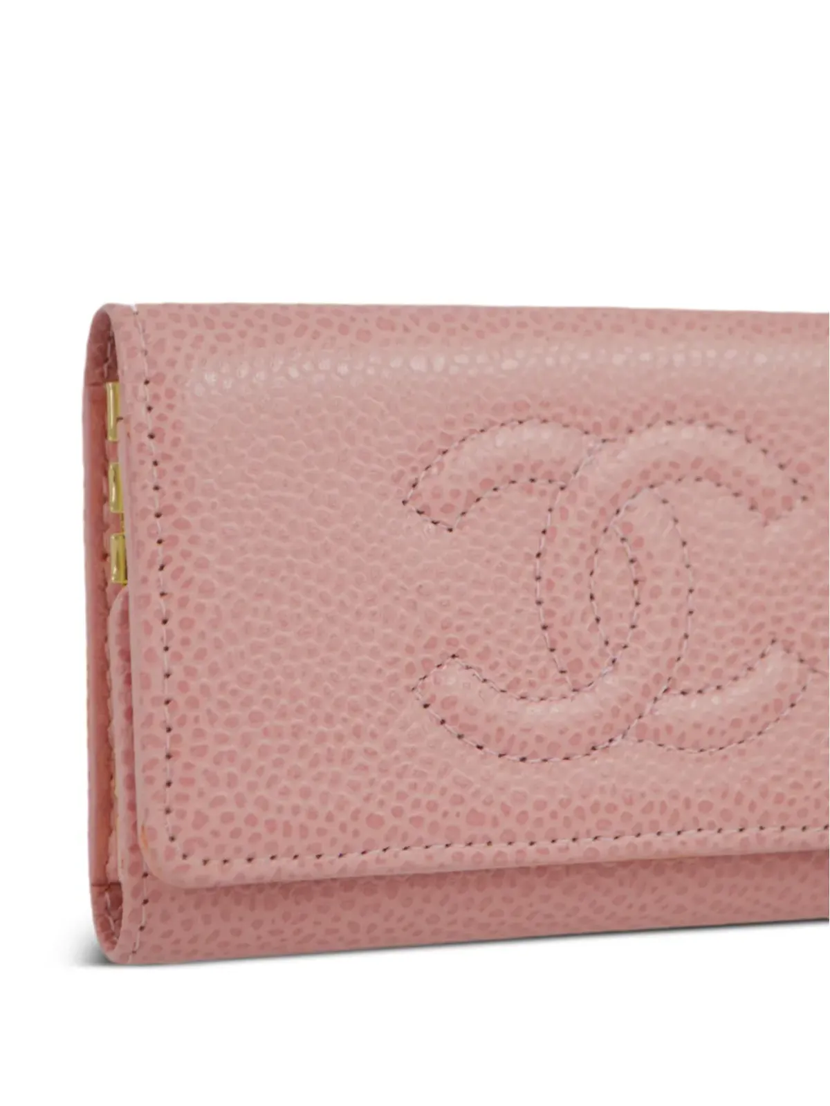 CHANEL ビンテージ 2023 CCレザー キーケース ピンク - 画像3