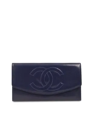 CHANEL ビンテージ 1992年 CC レザー ウォレット - ブルー - サムネイル1