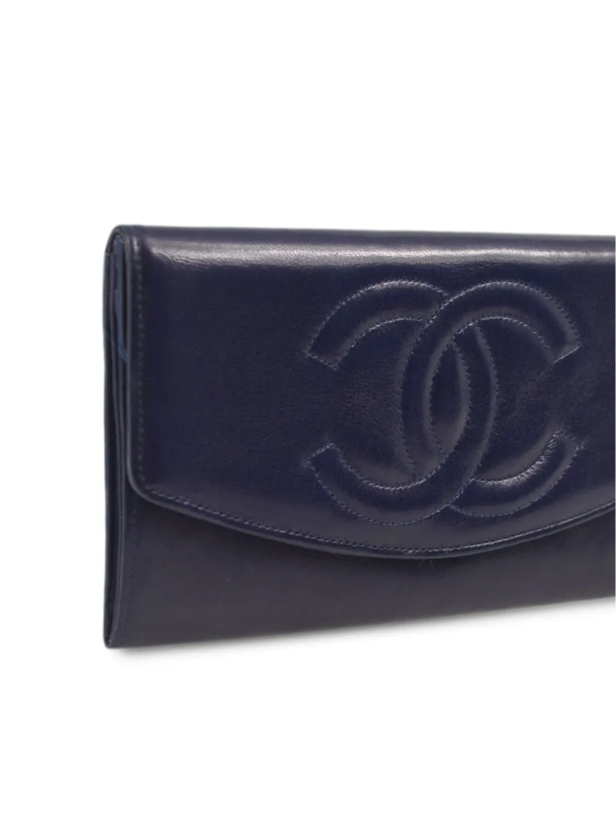 CHANEL ビンテージ 1992年 CC レザー ウォレット - ブルー - 画像3