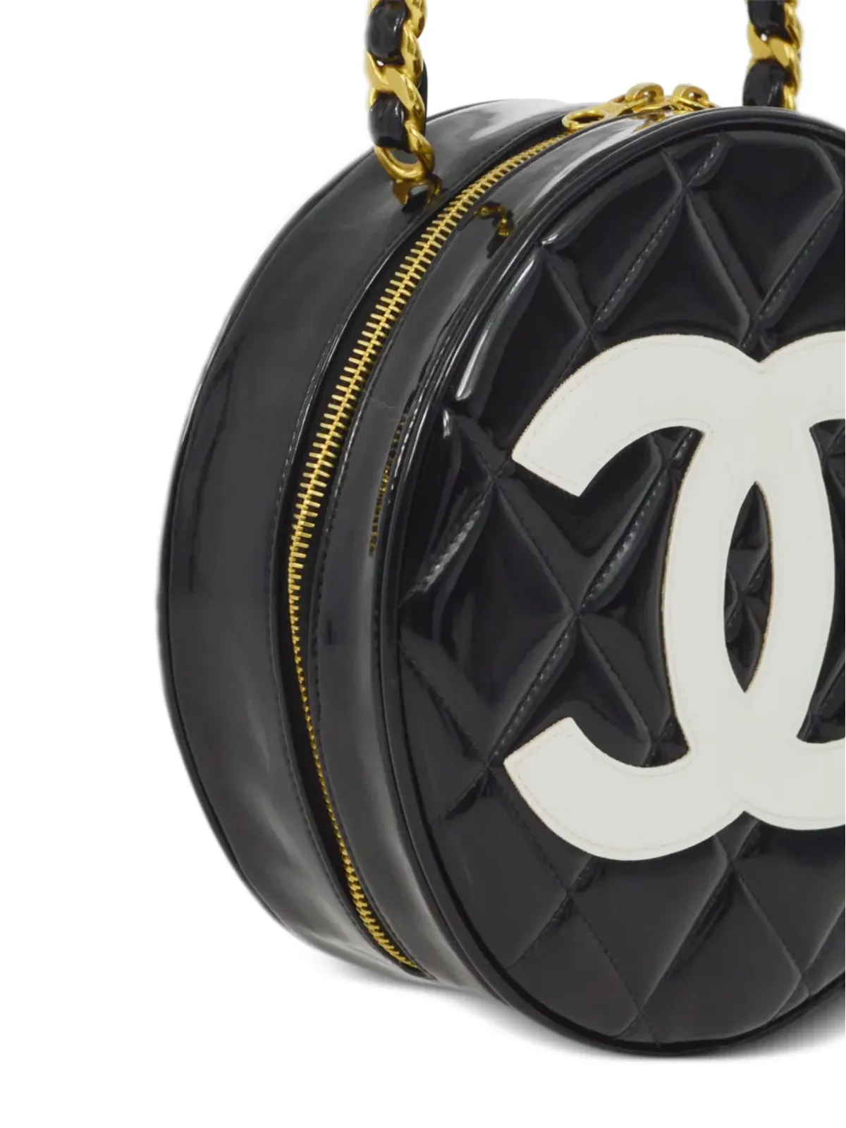 CHANEL ビンテージ 1994 CC ラウンド バニティハンドバッグ - ブラック - 画像3