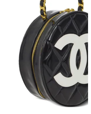 CHANEL ビンテージ 1994 CC ラウンド バニティハンドバッグ - ブラック - サムネイル3