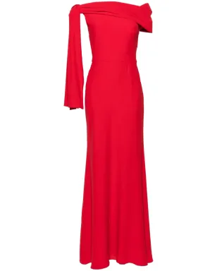 Alexander McQueen ドレープ オフショルダー ガウン - レッド - サムネイル1