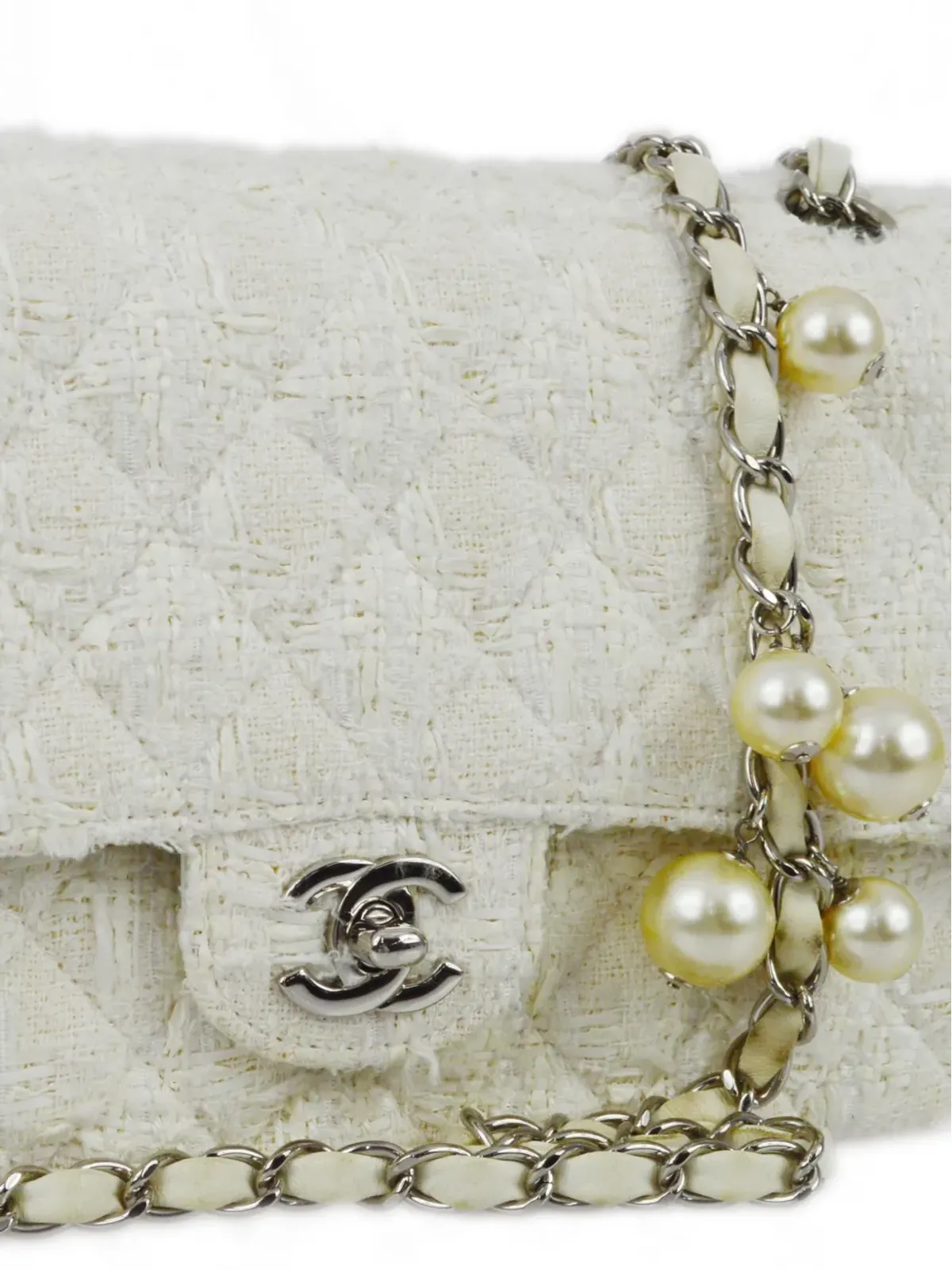 CHANEL ビンテージ 2005年製 ミディアム ダブルフラップ ショルダーバッグ - ホワイト - 画像3