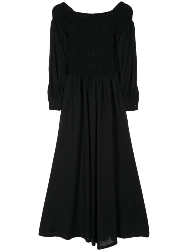 Max Mara Max Mara スモックパネル ウール マキシドレス - ブラックの商品画像