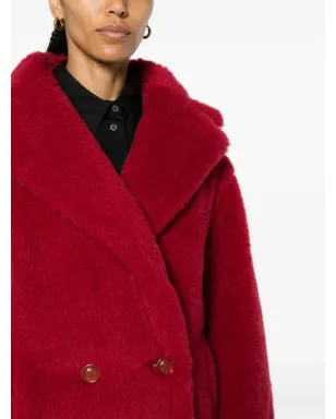 Max Mara ショート テディ風フェイクシアーリング コート - レッド - サムネイル5