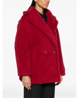 Max Mara ショート テディ風フェイクシアーリング コート - レッド - サムネイル3