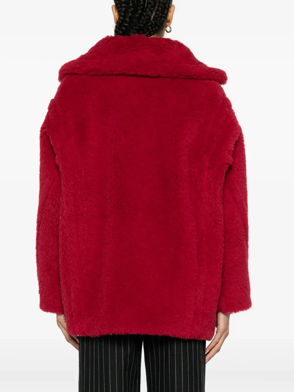 Max Mara ショート テディ風フェイクシアーリング コート - レッド - 画像4