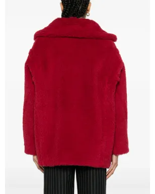 Max Mara ショート テディ風フェイクシアーリング コート - レッド - サムネイル4