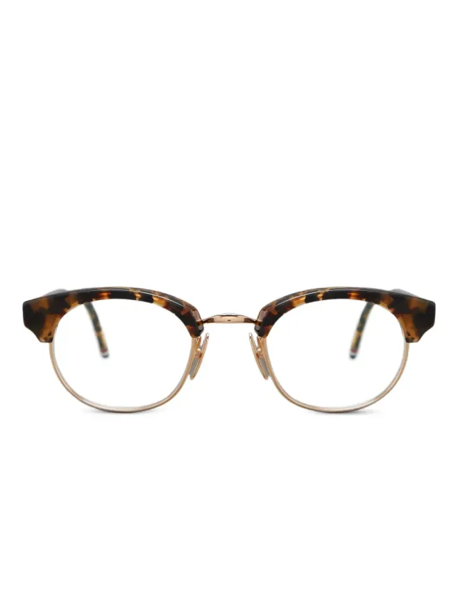 Thom Browne Eyewear Thom Browne Eyewear べっこう柄の丸形フレーム眼鏡の商品画像