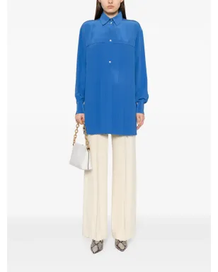 CHANEL ビンテージ プリーツ入りシルクシャツ - ブルー - サムネイル2
