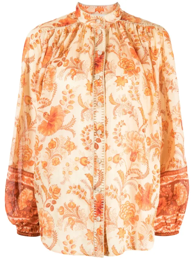 Zimmermann ZIMMERMANN Junie floral-print blouse - Orangeの商品画像