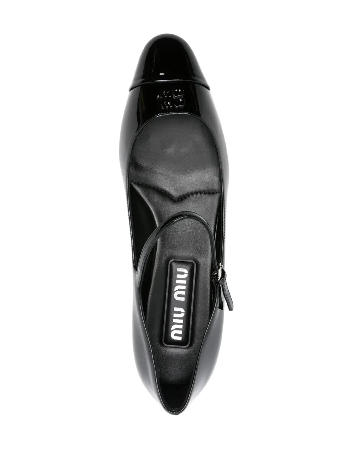 Miu Miu ロゴレタリング パテント バレエシューズ - 画像4