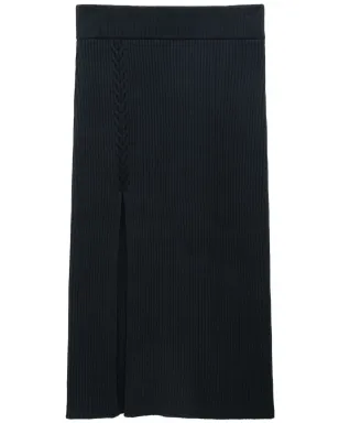 Filippa K 前スリット入りリブ編みミディスカート - サムネイル1