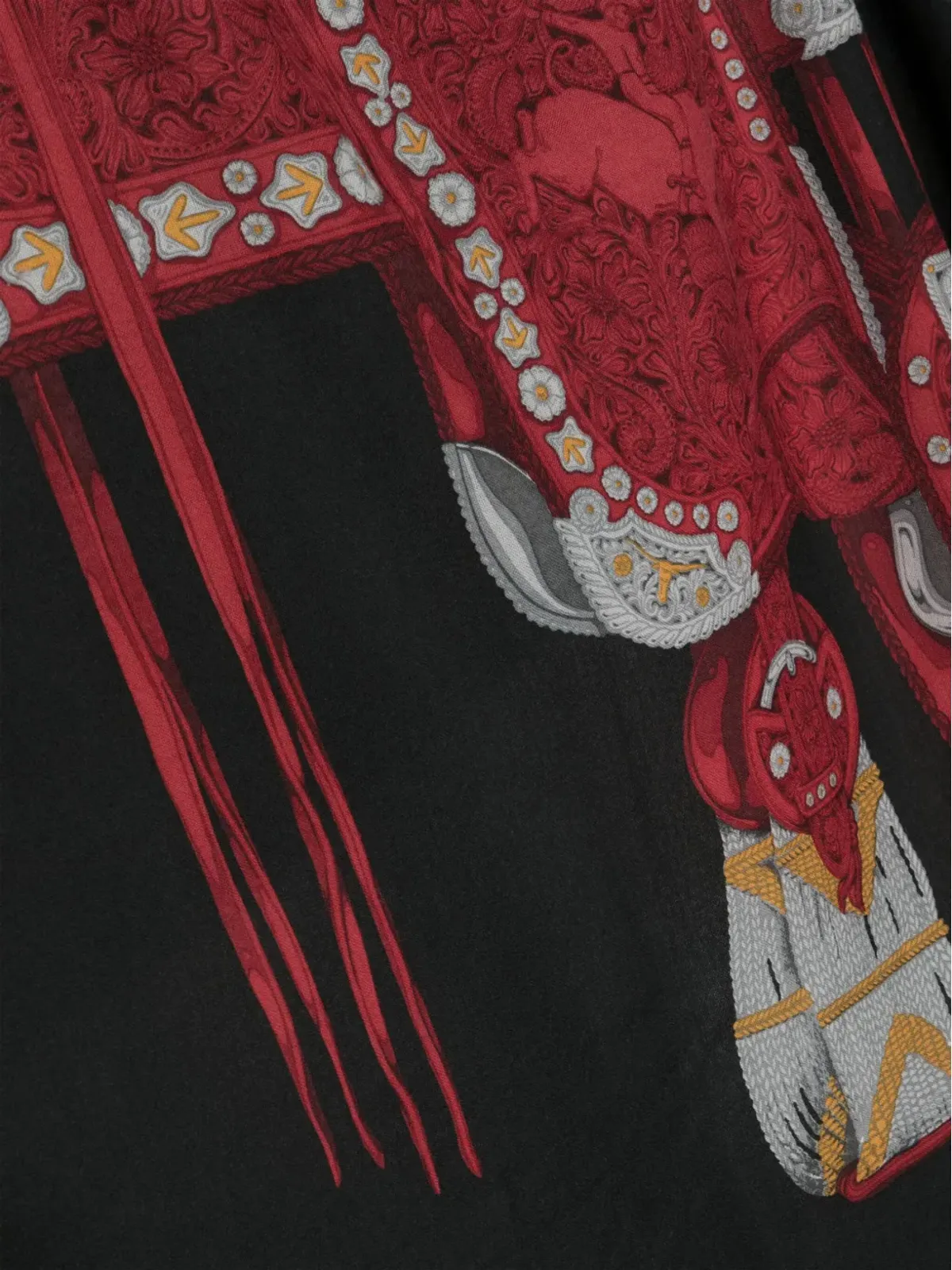 Gucci ビンテージ 1970年代 サドルプリント ウール スカーフ ブラック - 画像3