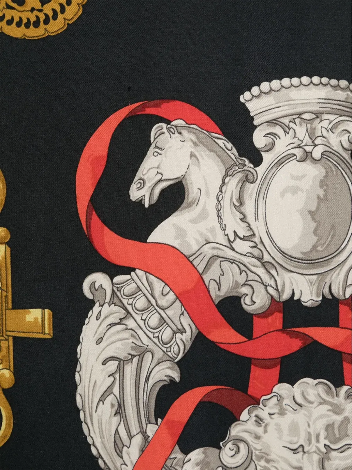 Hermès ビンテージ 1990年代 x Caty Latham Ferronnerie スカーフ ブラック - 画像2