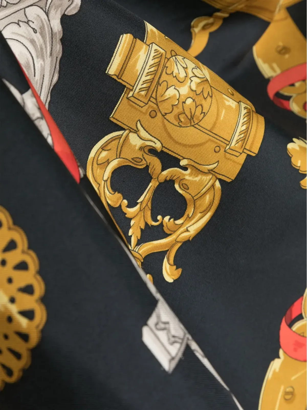 Hermès ビンテージ 1990年代 x Caty Latham Ferronnerie スカーフ ブラック - 画像3