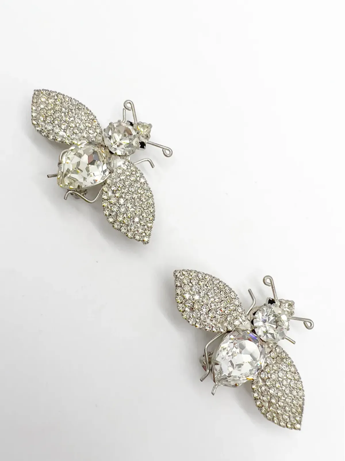 Jennifer Gibson Jewellery ヴィンテージ ステートメント クリスタル・ビー・イヤリング 1980年代 - シルバー - 画像2