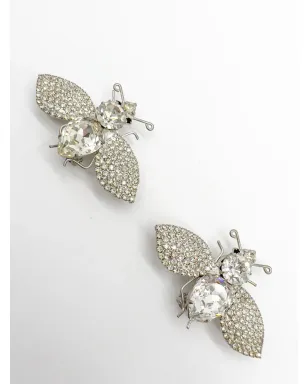 Jennifer Gibson Jewellery ヴィンテージ ステートメント クリスタル・ビー・イヤリング 1980年代 - シルバー - サムネイル2