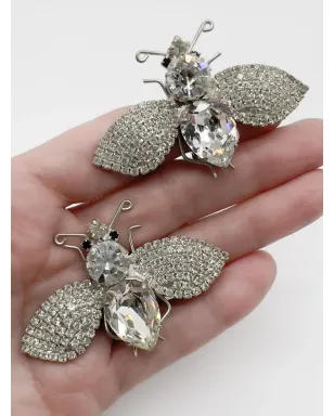 Jennifer Gibson Jewellery ヴィンテージ ステートメント クリスタル・ビー・イヤリング 1980年代 - シルバー - サムネイル4
