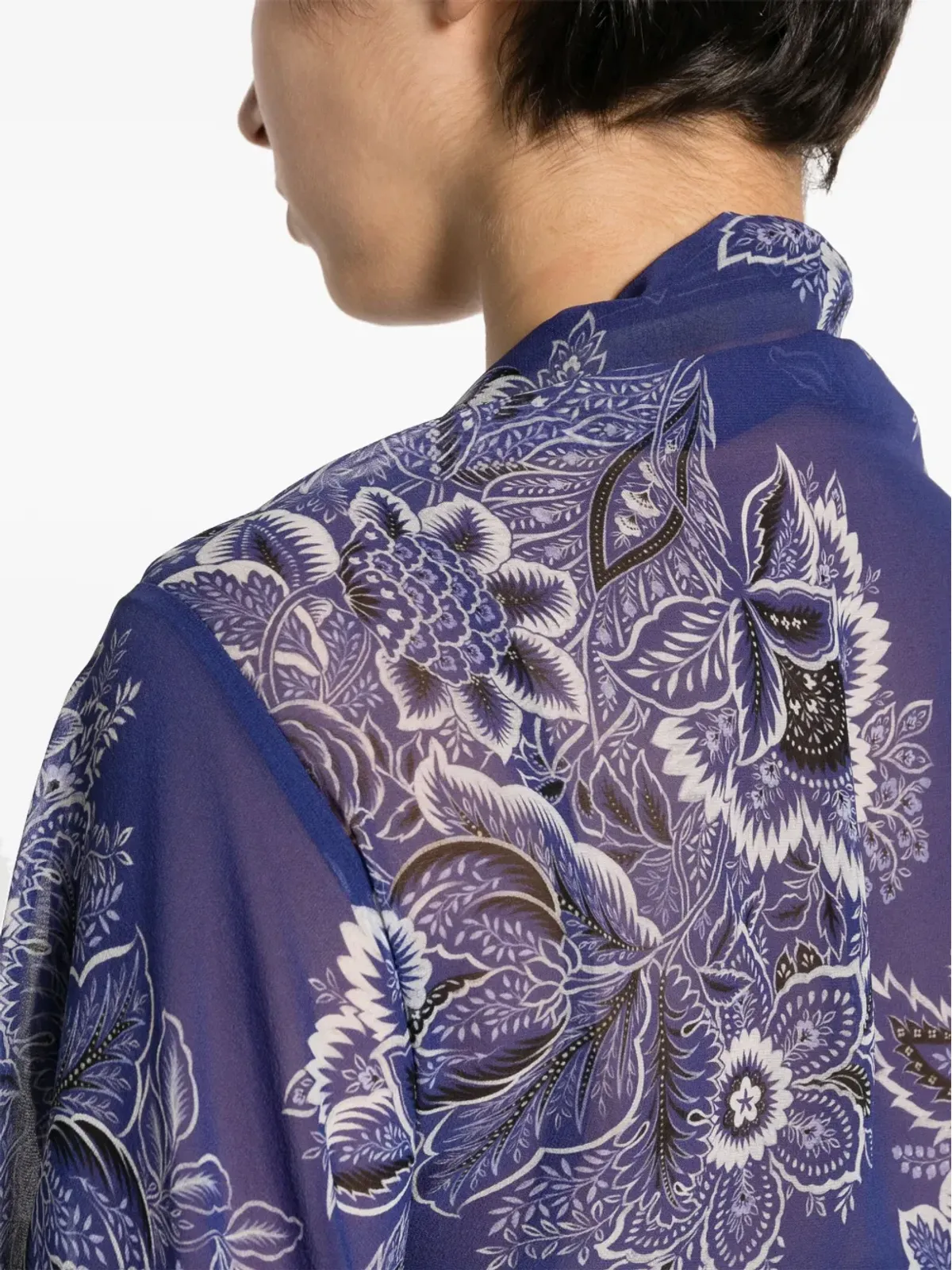 ETRO 花柄プリントのタイドブラウス - ブルー - 画像5