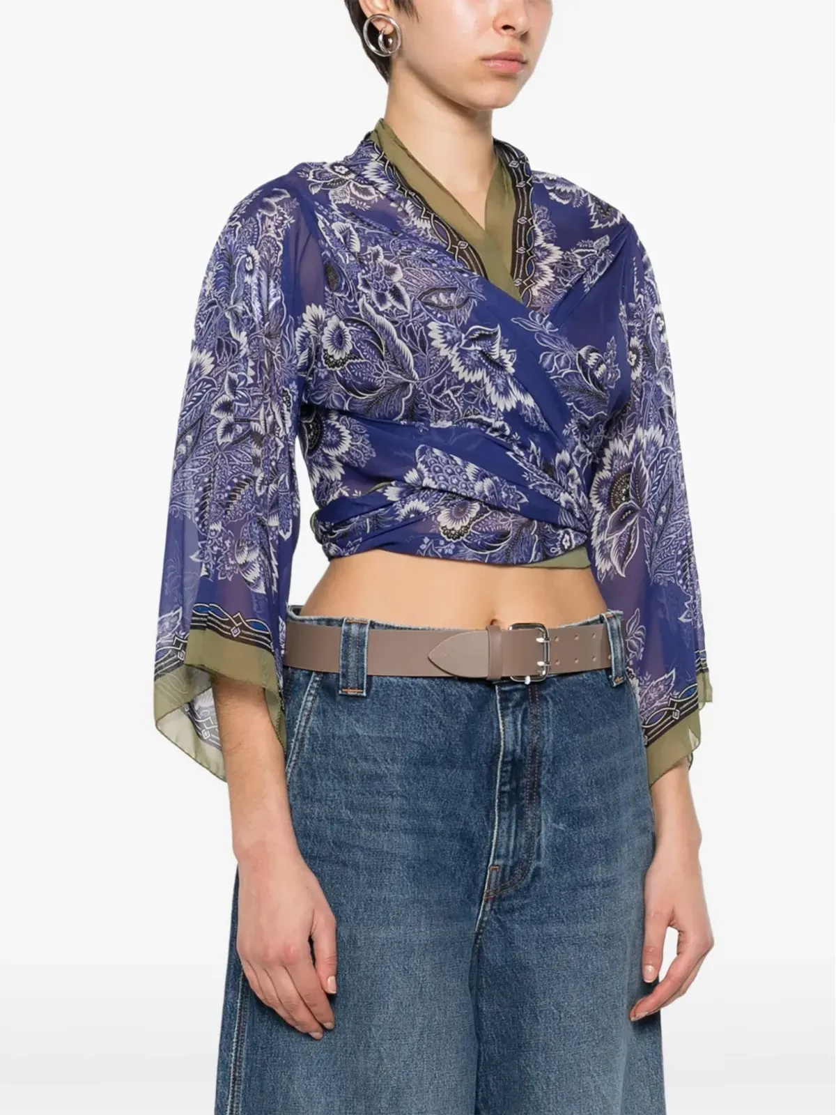 ETRO 花柄プリントのタイドブラウス - ブルー - 画像3
