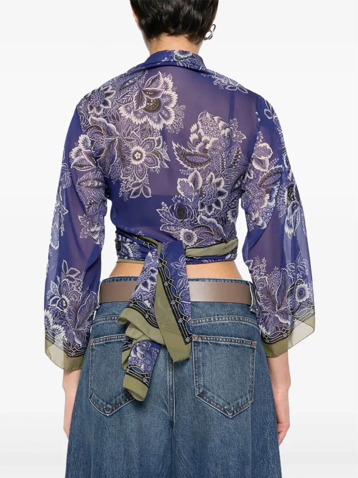 ETRO 花柄プリントのタイドブラウス - ブルー - 画像4