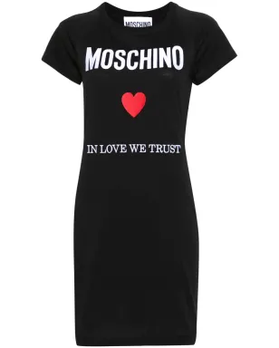 Moschino ロゴ刺繍ショートTシャツドレス - ブラック - サムネイル1