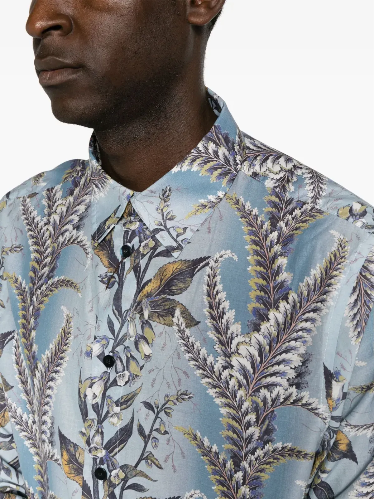 ETRO ボタニカルプリント コットン シャツ - ブルー - 画像5
